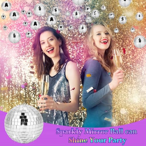 70 Pcs Disco Balls Set - 5 Sizes Hanging Mirror Ornaments for Parties, Weddings, Christmas & Holiday Decor