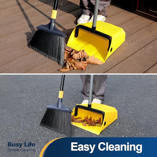 Heavy-Duty Upright Commercial Dustpan with Comb - 42.5" Long Handle