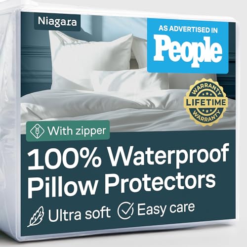 Niagara Waterproof Pillow Protectors 4-Pack - Standard Size Zipper Cover 20x26