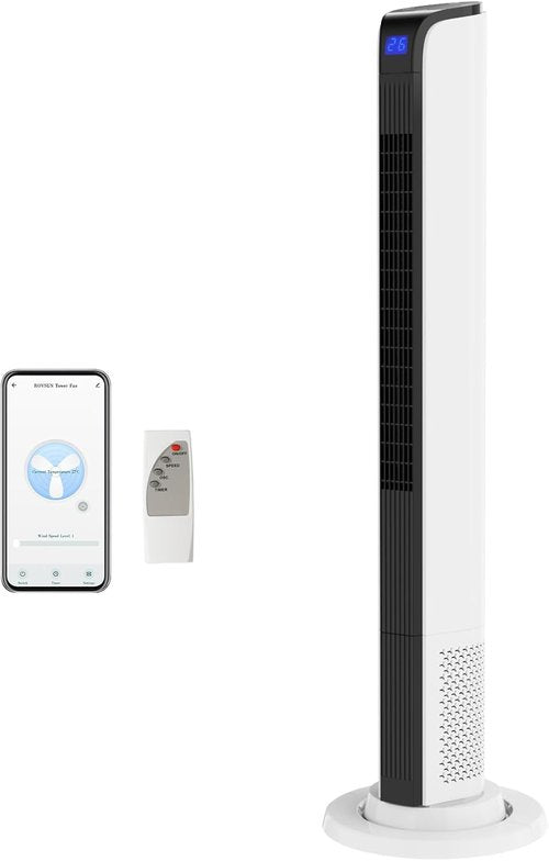Bonnlo 42" Smart Tower Fan - Quiet Oscillating Floor Fan with APP & Remote Control | 3 Modes, 3 Speeds, 12H Timer