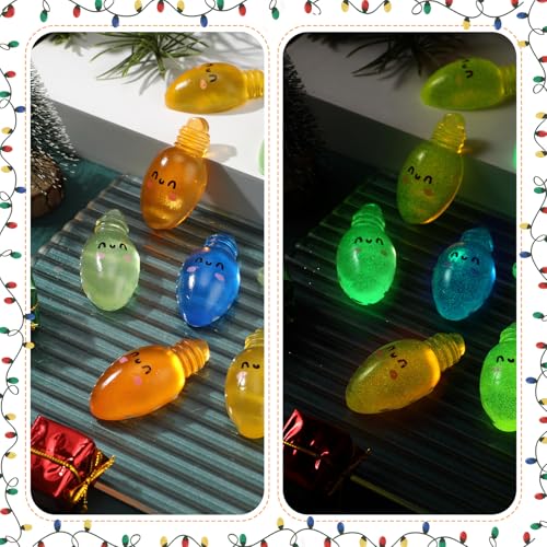 Wettarn 70‑Piece Emotional Luminous Christmas Bulb Gift Set, Multicolored Squeeze Stress Balls & Cards