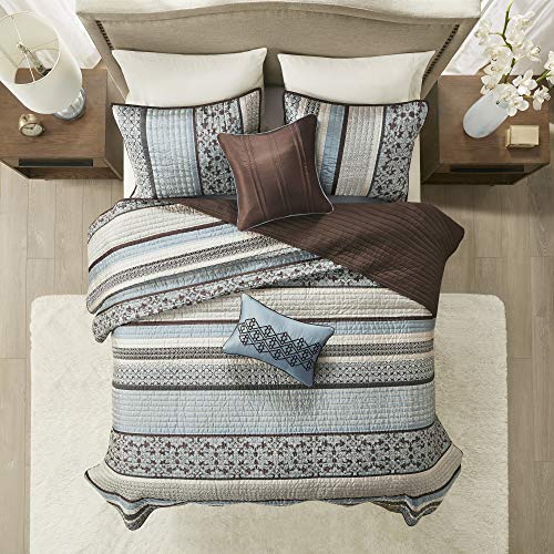 Madison Park Princeton 5-Piece Jacquard Coverlet Set - Full/Queen, Blue