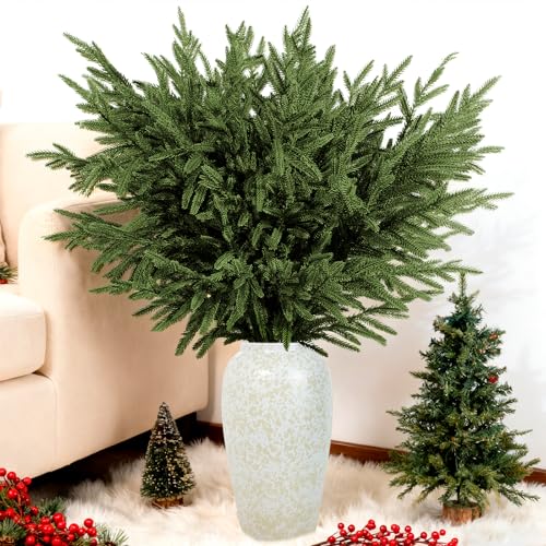 BIGFIS 6 Pack Artificial Norfolk Pine Branches 36-inch Faux Greenery for Christmas Decorations