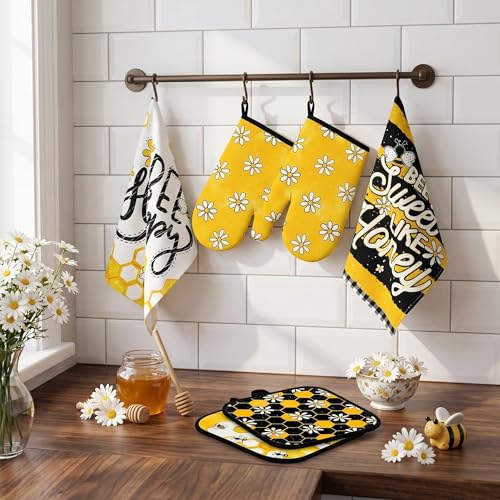 10-Piece Floral Kitchen Linen Set: Aprons, Oven Mitts, Pot Holders & Towels
