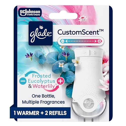 Plug-In Scented Oil Air Freshener Set with 2 Refills, Eucalyptus & Waterlily