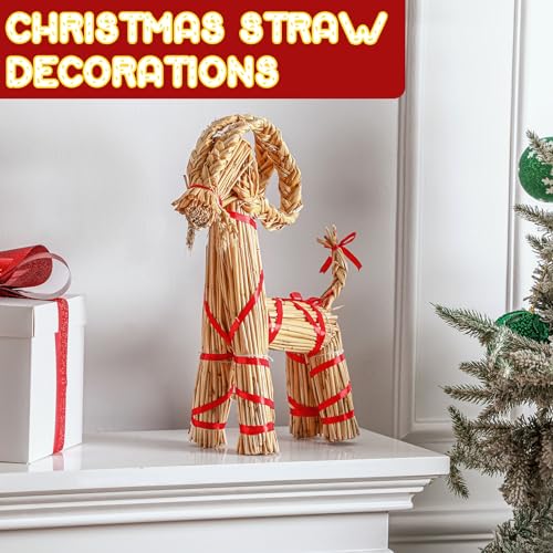 Gerrii Christmas Straw Goat Scandinavian Yule Goat 17.7 Inch - Traditional Holiday Decor