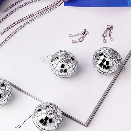 12-Piece Silver Mini Disco Ball Ornaments for Party & Tree Decor (4cm)