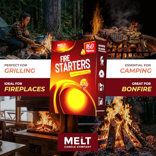 Fire Starter Squares 160 Pack Water Resistant Odorless Wood Charcoal