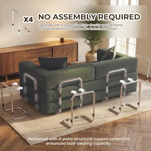 78-Inch Convertible Sofa Bed, 5-in-1 Corduroy Futon Sleeper Couch