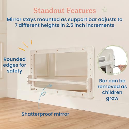 Wall-Mounted Coordination Mirror with Pull-Up Bar for Toddlers