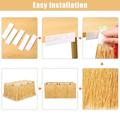 36ft Hawaiian Luau Grass Table Skirt - Tropical Fringe Party Decoration