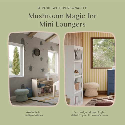 Plush Round Mushroom Pouf Ottoman - Chai Shearling Nursery Footrest