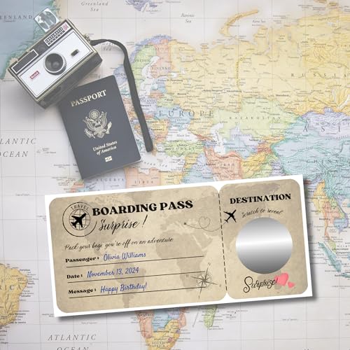 Yellow Personalized Travel Gift Surprise Trip Ticket - Romantic & Customizable