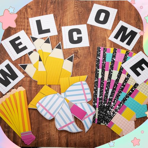 23-Piece Pencil Classroom Bulletin Board Decoration Set with Adhesive Dots