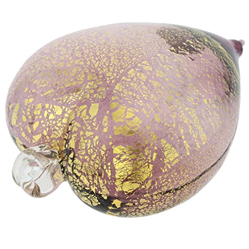 Murano Glass Heart Ornament – Purple & Gold, Handmade in Italy