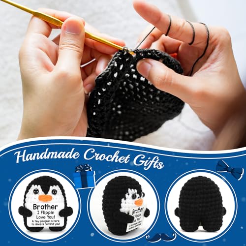 CryCarrot Brother Mini Crochet Penguin Gift - Handmade Pocket Penguin (Brother)