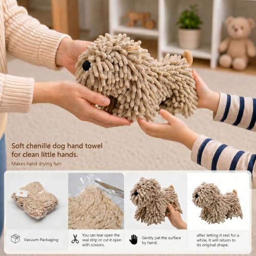 3D Puppy Chenille Hand Towel - Super Soft Absorbent Hanging Ball Towel