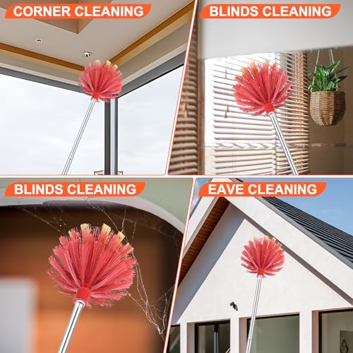 Cobweb Duster with Extension Pole - 59-Inch Extendable Spider Web Brush