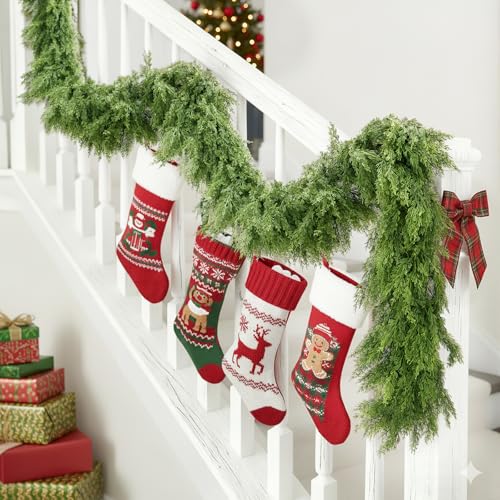 Pre-lit Cedar Christmas Garland 6ft 2-Pack for Mantle, Indoor/Outdoor