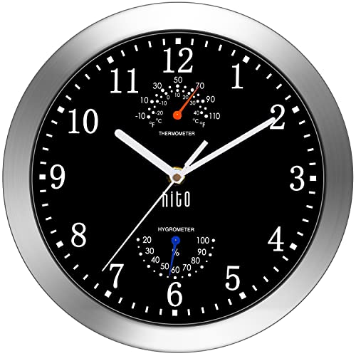 10-Inch Silent Wall Clock with Glass Cover and Aluminum Frame