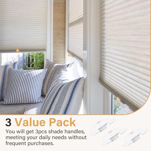 3/4-Inch Cordless Shade Pull Handles for Honeycomb Shades, 3 Pack White