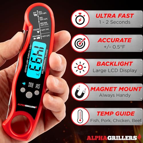 Alpha Grillers Instant Read Meat Thermometer Digital, Cooking, Food,