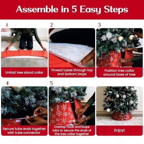 Buffalo Plaid Christmas Tree Collar Fabric Tree Stand Band with Sherpa Trim