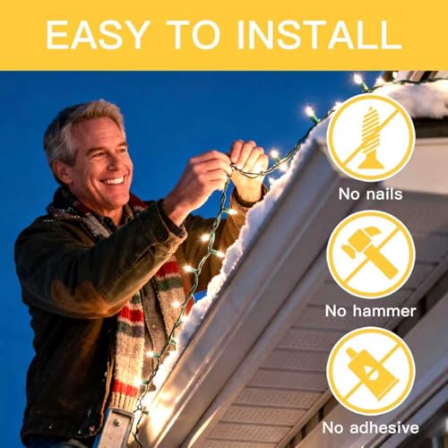 50-Pack Metal Gutter Clips for Outdoor String Lights and Holiday Decor