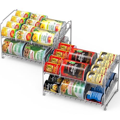 Simple Houseware 2 Tier Stackable Can Rack, Silver, 2 Pack