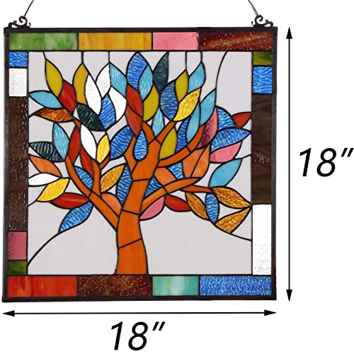 Mystical World Tree Stained Glass Window Panel - 18" x 19"