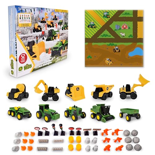 Kids Toy Vehicle Christmas Advent Calendar with Play Mat - 52 Pieces