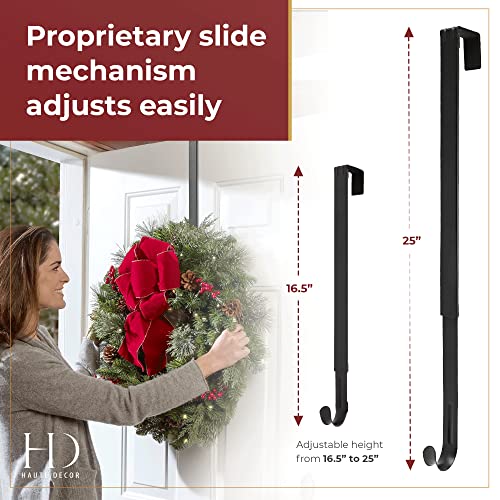 Adjustable Metal Over-the-Door Wreath Hanger (16.5"-25", 20 lb Capacity)
