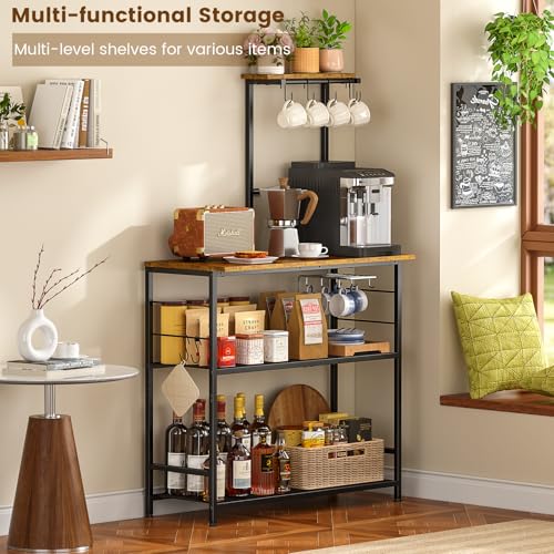 4-Tier Industrial Kitchen Baker’s Rack with Adjustable Storage Shelves