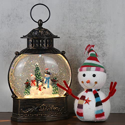 Eldnacele Snowman Lighted Snow Globe Lantern with Music & 6H Timer - Christmas Decor