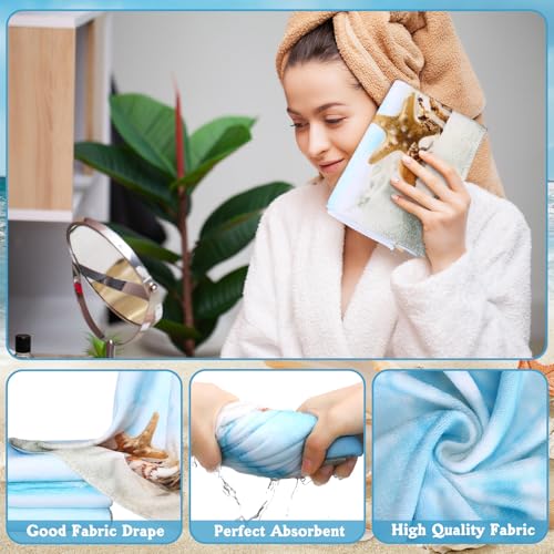 8-Piece Coastal Beach Bathroom Set with Shower Curtain, Mats, and Towels