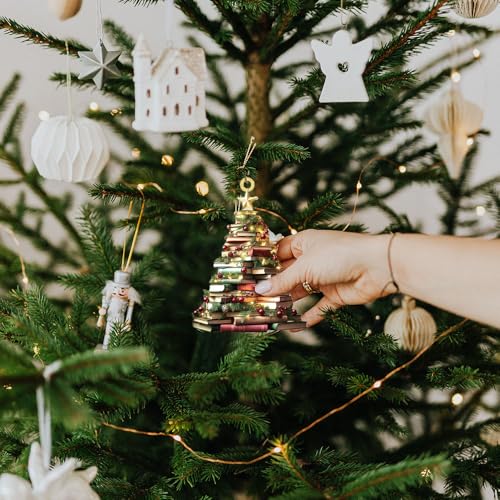 Star Christmas Book Tree Ornament - Acrylic Book Lover Decoration for Holiday Tree