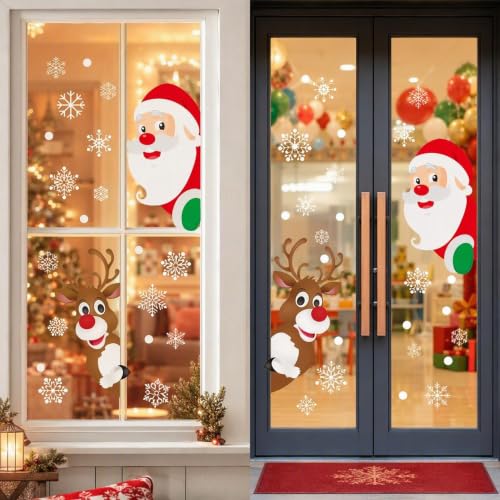 WABIWABI@HOME Christmas-F Holiday Window Clings - Reusable Static Decals for Glass - Christmas-F Variation