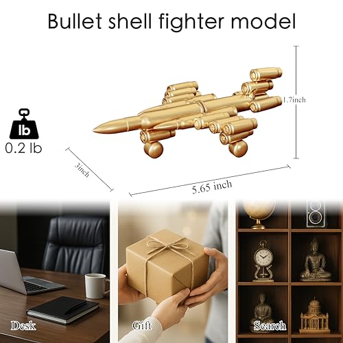 Handmade Bullet Shell Fighter Airplane Sculpture Metal Military Art Decor