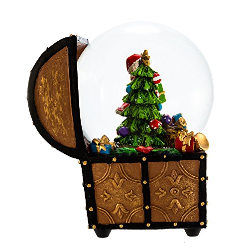 100mm Wind-Up Musical Santa Christmas Snow Globe in Toy Treasure Chest