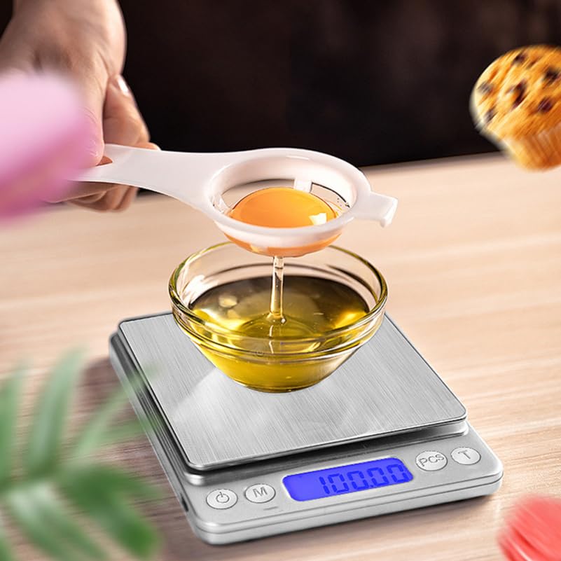 Skiennix High Precision Digital Kitchen Scale - Large LCD Display, Portable 5.11"x4.13"x0.59" for Baking & Cooking