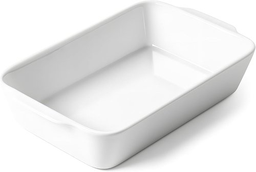 HOMBENE 1.2 QT White Casserole Dish - Versatile Lasagna Pan for Baking & Serving | Microwave Safe (5.9" x 10.2")