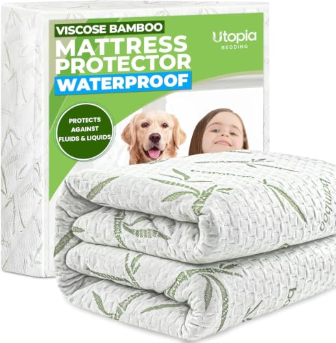 Utopia Bedding Queen Bamboo Viscose Waterproof Mattress Protector - 17" Deep