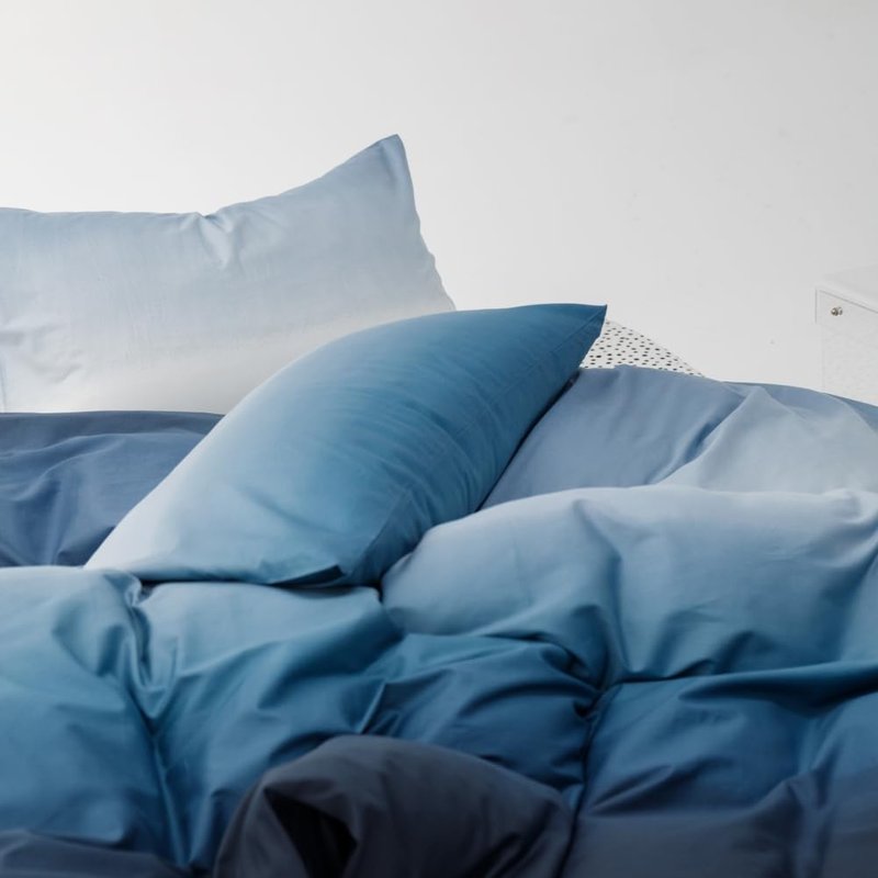 BlueBlue Blue Kids Duvet Cover Set Queen 100% Cotton Bedding for Boys Girls Teens Dark Blue to White Change 1 Abstract Full Comforter Cover 2 Pillow Shams, Queen