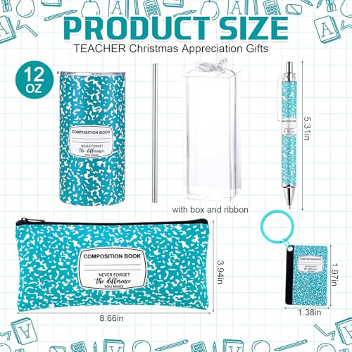 Sieral Light Blue Back to School Teacher Gift Set with Insulated Tumbler & Accessories