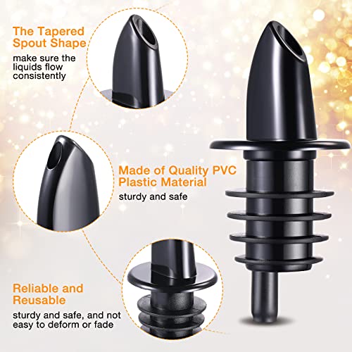 Potchen 100 Pack Liquor Bottle Pourers - Bar & Home Use, Black