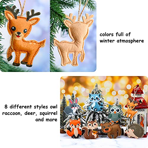 Woodland Animal Christmas Ornaments Set - Felt Forest Decor, 8 Pcs