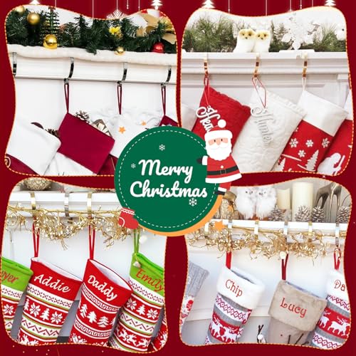 Adjustable Metal Christmas Stocking Holders for Fireplace Mantel, 6 Pack