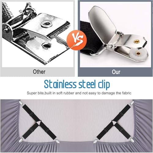 Adjustable Bed Sheet Fasteners - Non-Slip Corner Holder Straps (4-Pack)