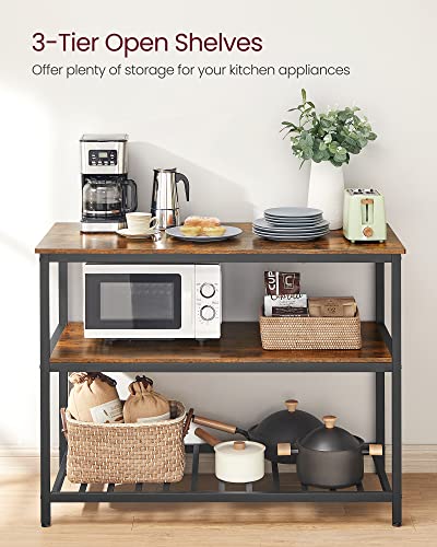 47-Inch Kitchen Island Table with 3-Tier Storage Shelves & Steel Frame