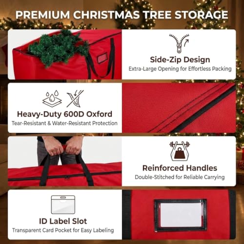 Heavy-Duty Christmas Tree Storage Bag 65x30x15in Fits 6-9ft Disassembled Trees